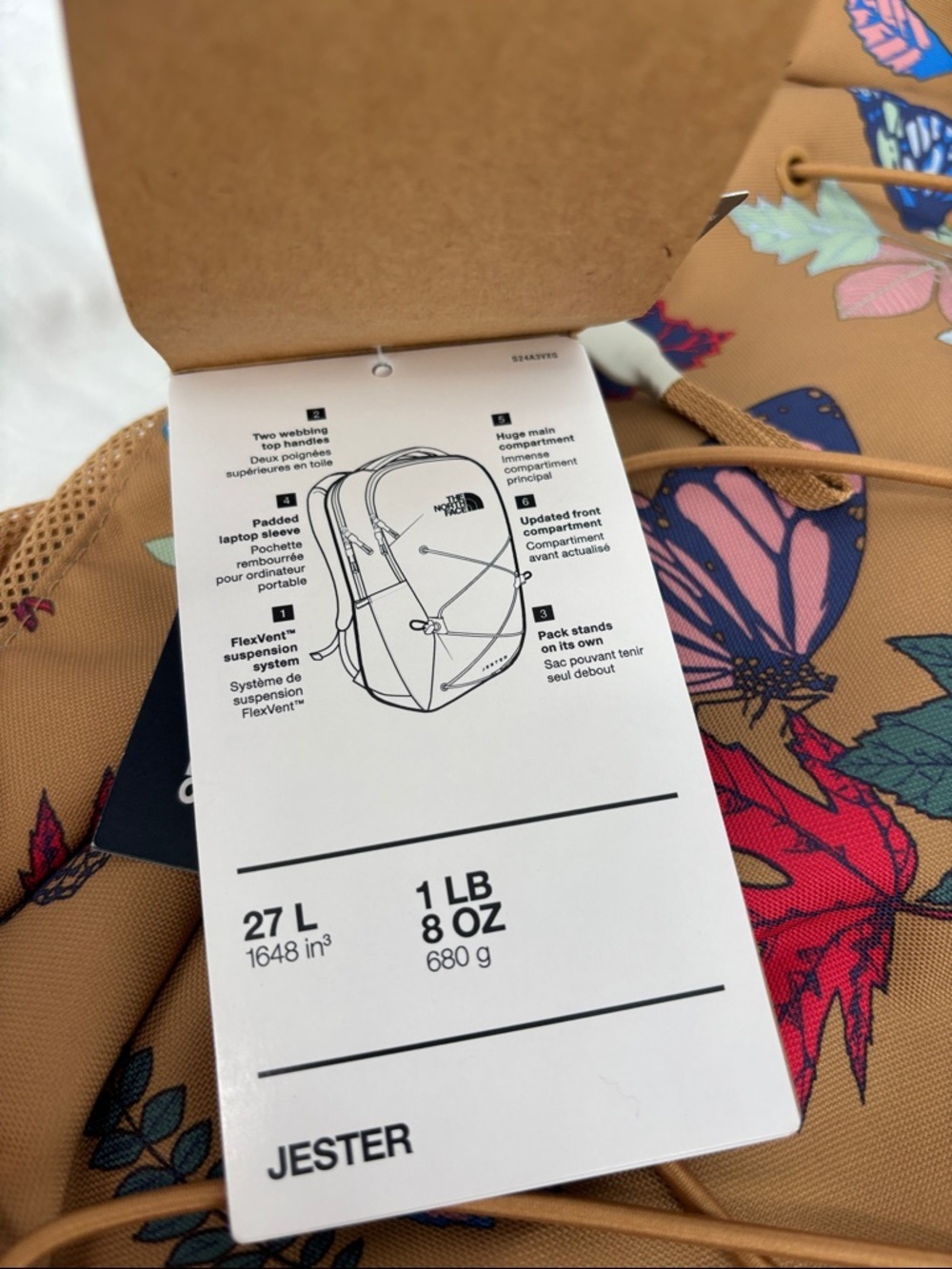 The North Face Jester almond butter Floral & Butterfly Jester flexvent Backpack - Picture 4 of 16